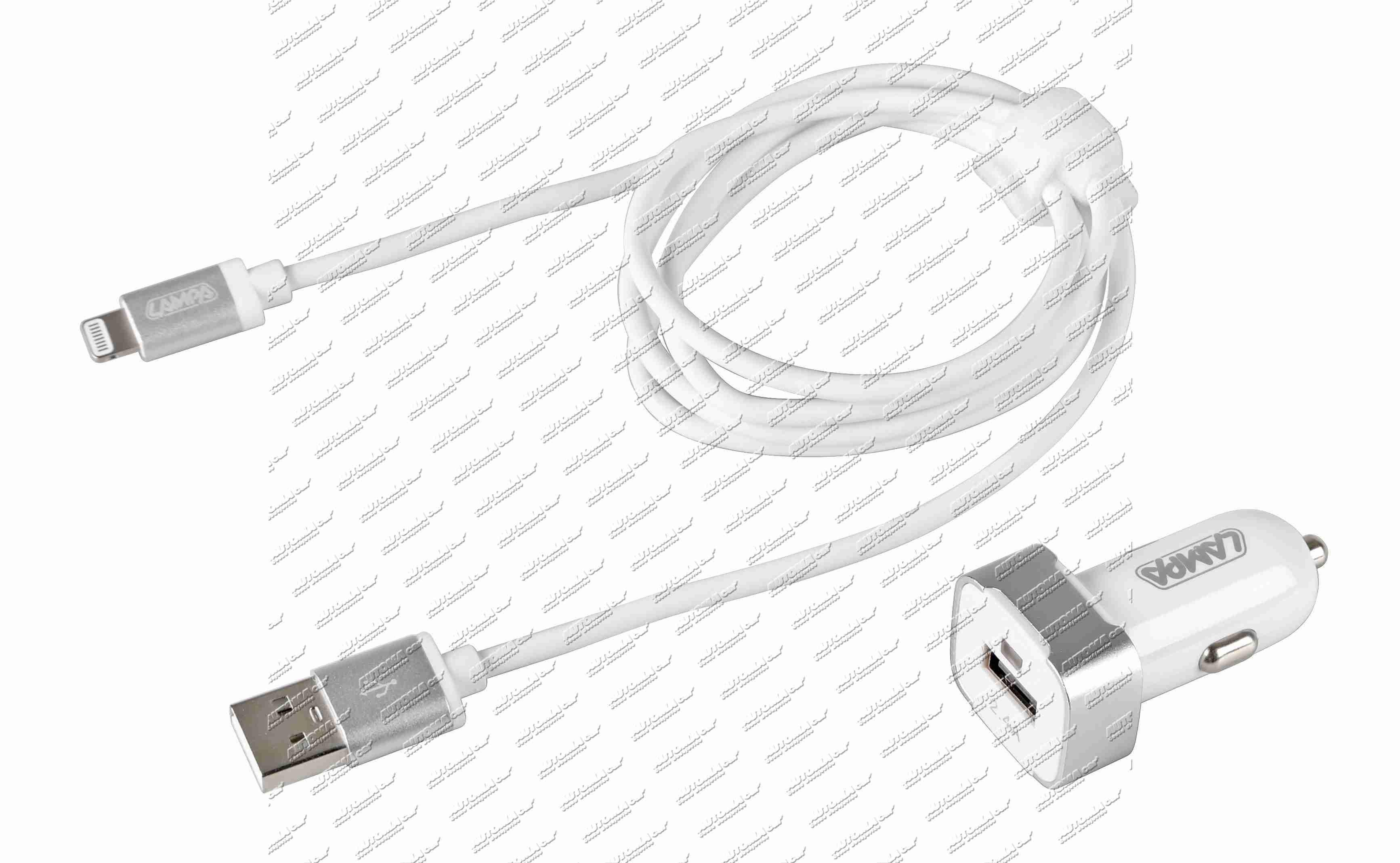 Zástrčka zapalovače 12/24V USB 2,4A s kabelem Apple conektor