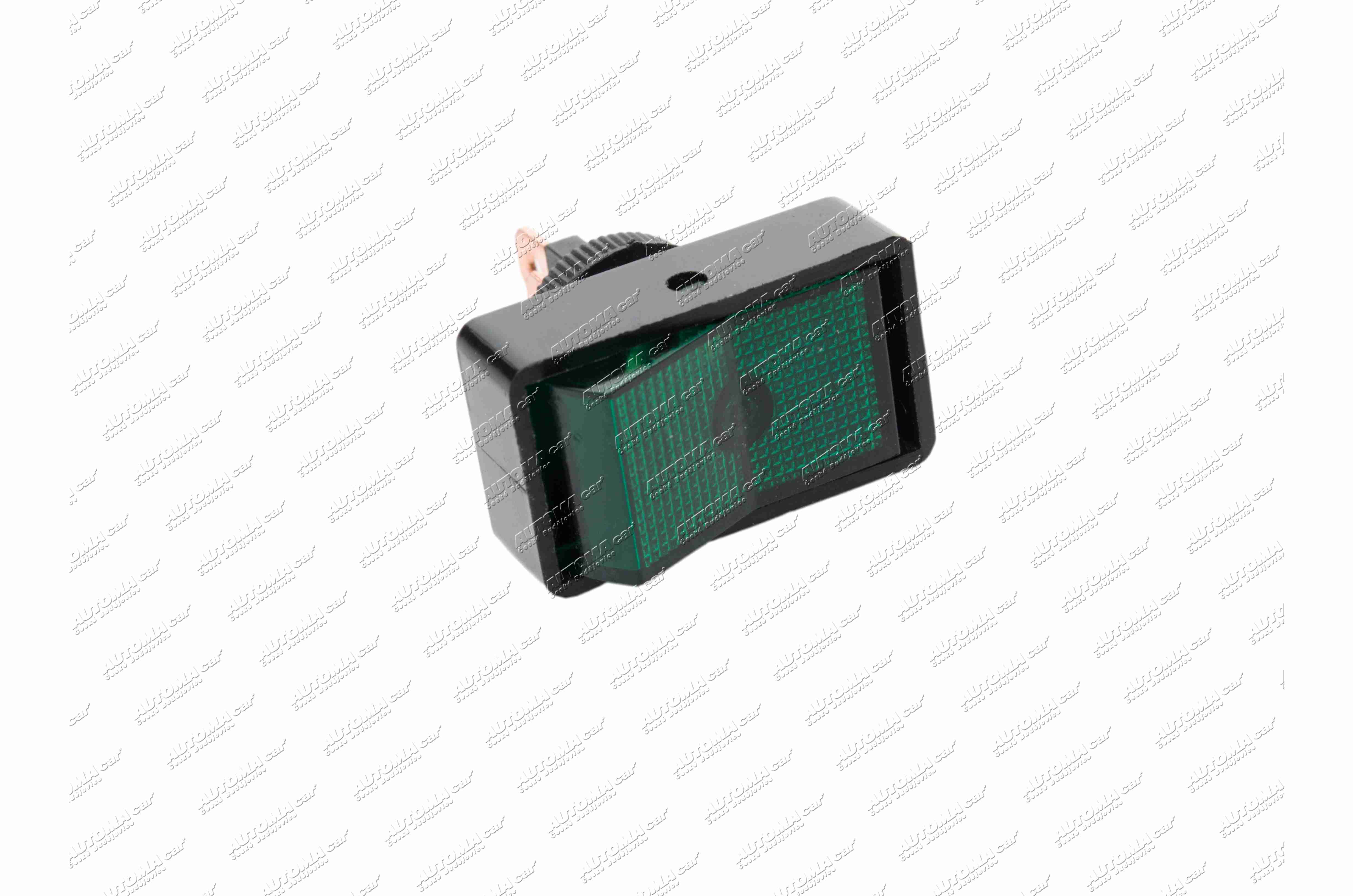 Spínač 12V 15A podsvícený zelený 30x20mm 