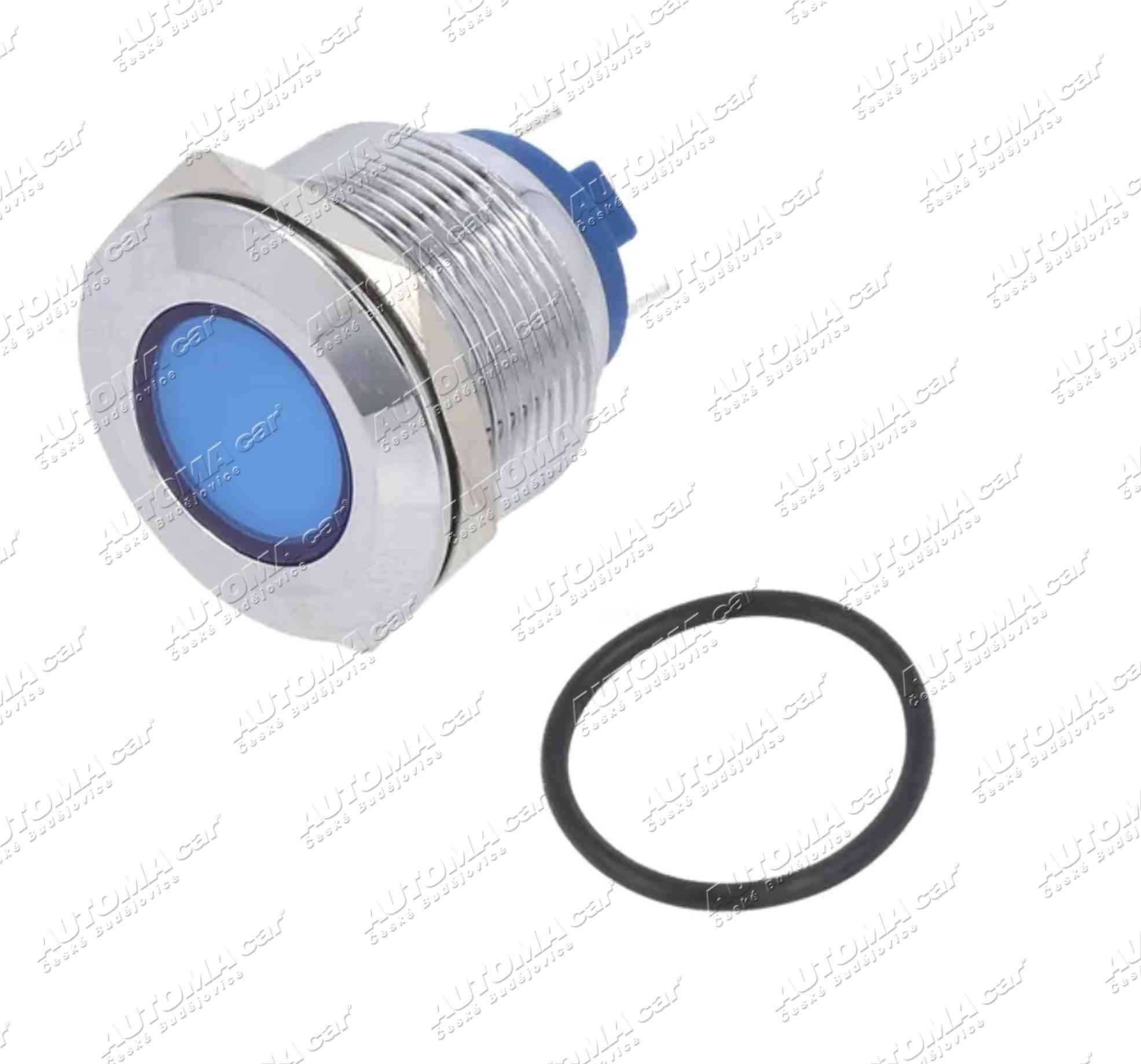 Kontrolka LED 12/24V montážní Ø 22mm modrá, konektory 2,8mm 