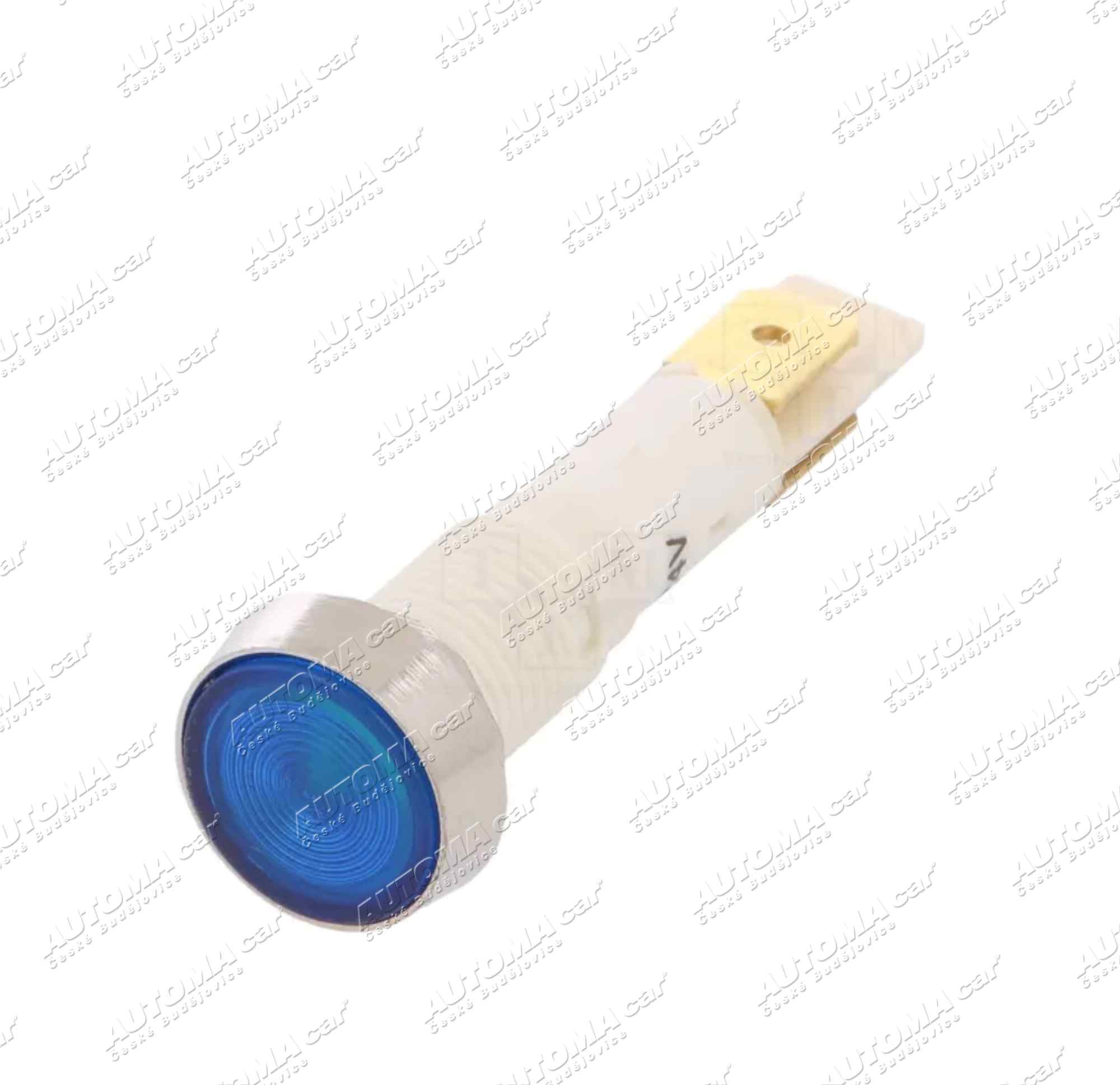 Kontrolka LED 12/24V montážní Ø 10mm modrá, konektory 6,3mm