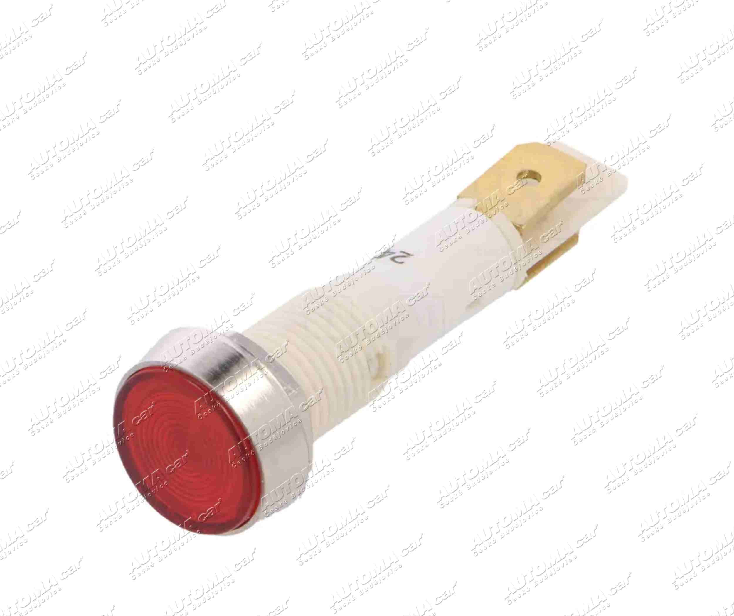 Kontrolka LED 12/24V montážní Ø 10mm červená, konektory 6,3mm 