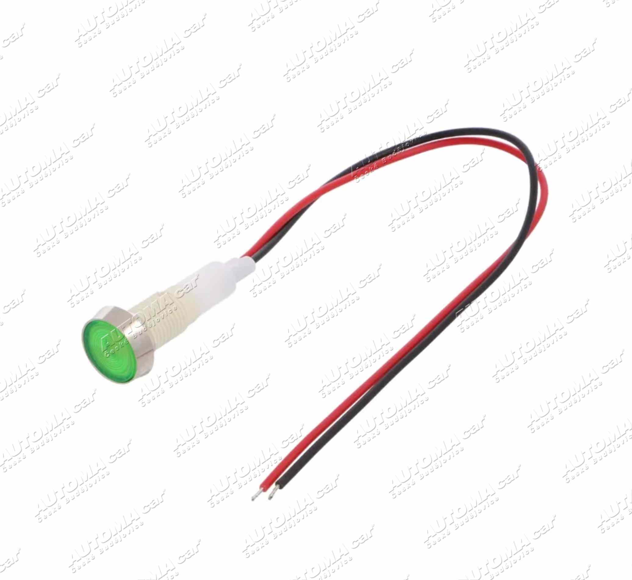 Kontrolka LED 12/24V montážní Ø 10mm zelená, kabel 20cm