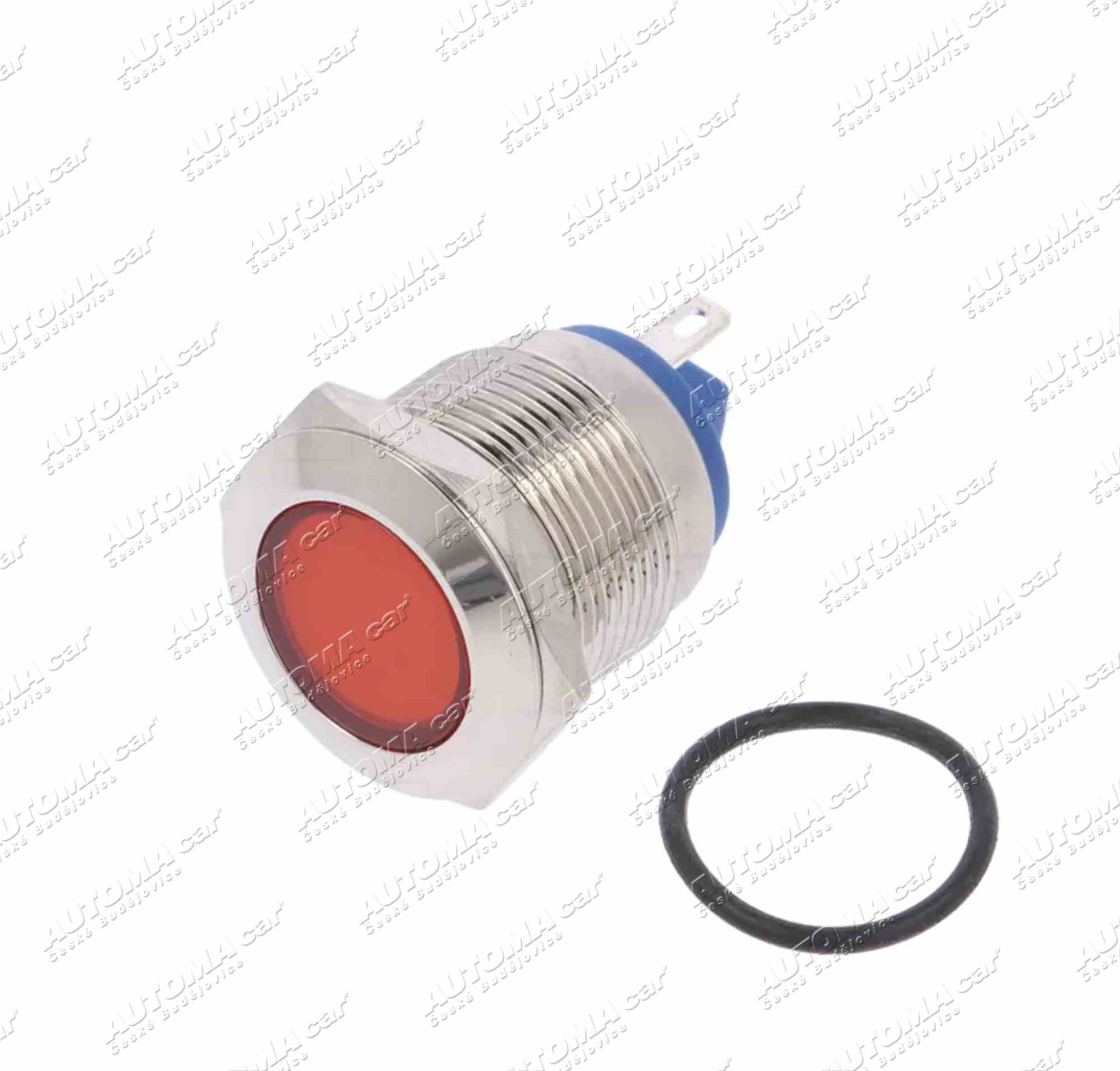 Kontrolka LED 12/24V montážní Ø 19mm červená, konektory 2,8mm