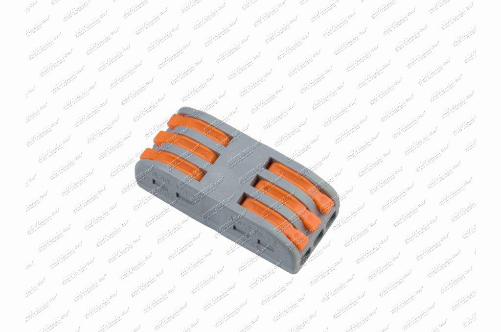 Spojka elektro 3-pol WAGO oboustranná 3x4mm²/ 3x4mm² (propojeno proti sobě) 32A