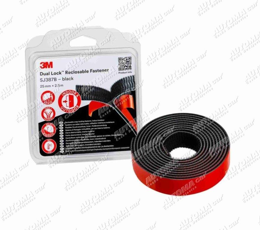 Páska - suchý zip samolepící duolock 25mm černý exteriér a interiér / 2,5m