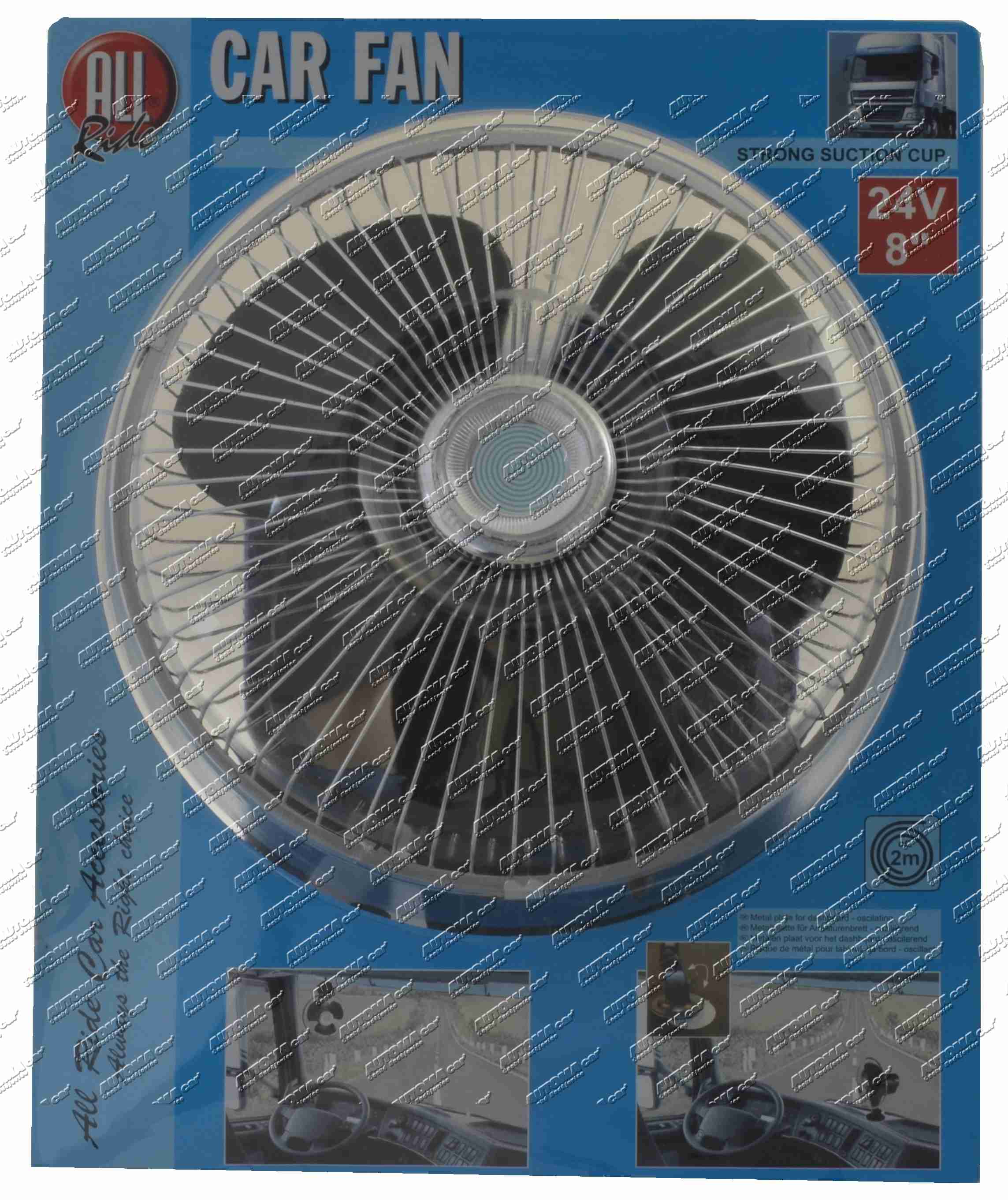 Ventilátor 24V Ø 20cm chrom s přísavkou