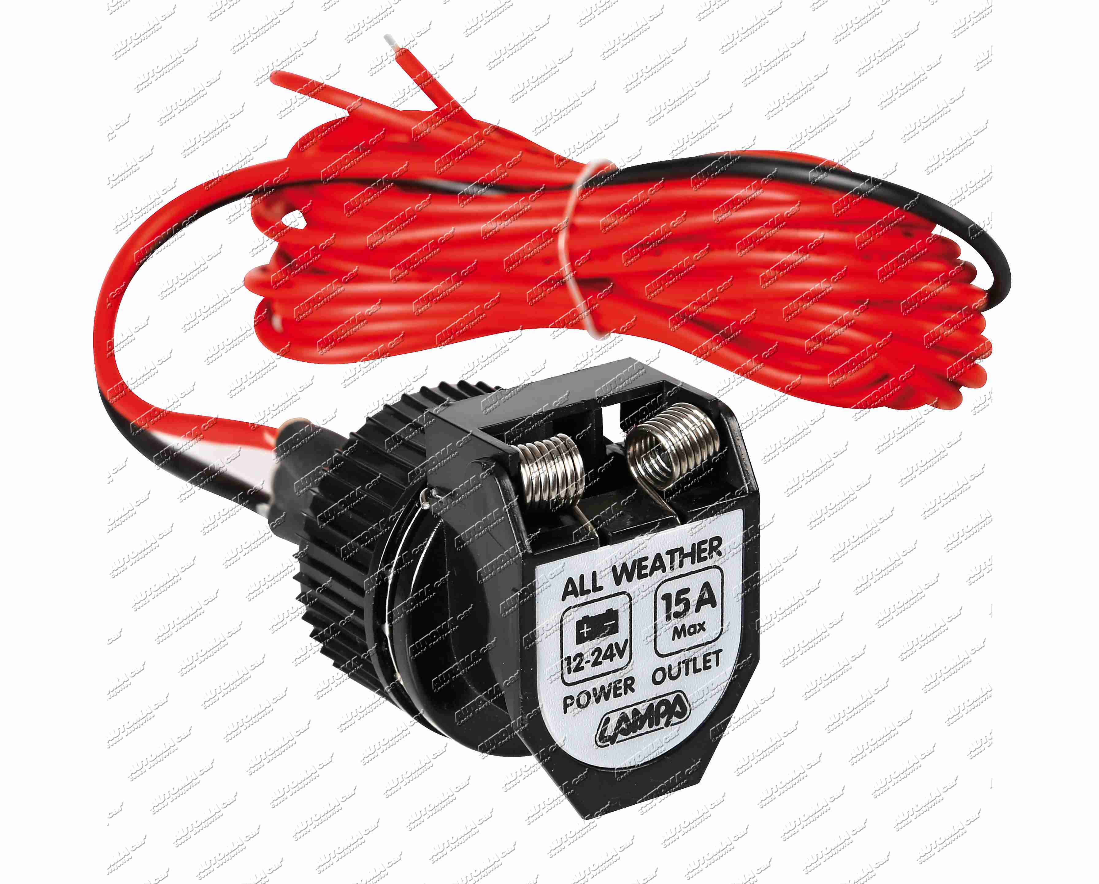 Zásuvka zapalovače voděodolná 12/24V max.15A kabel 3,6m