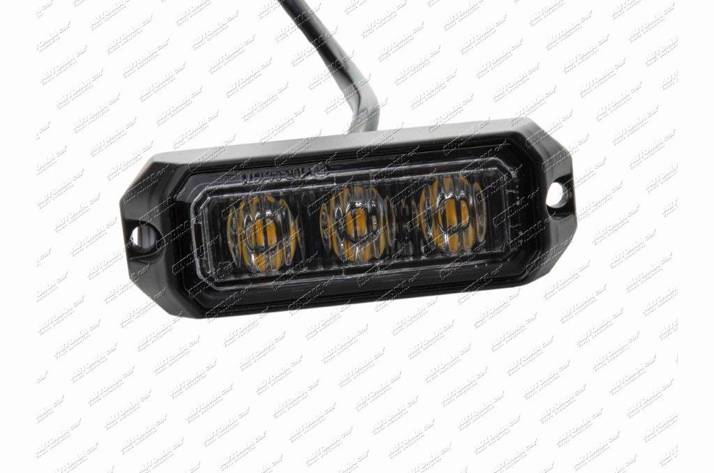 Svítilna výstražná LED 12/24V oranžová 3x3W 80x28mm