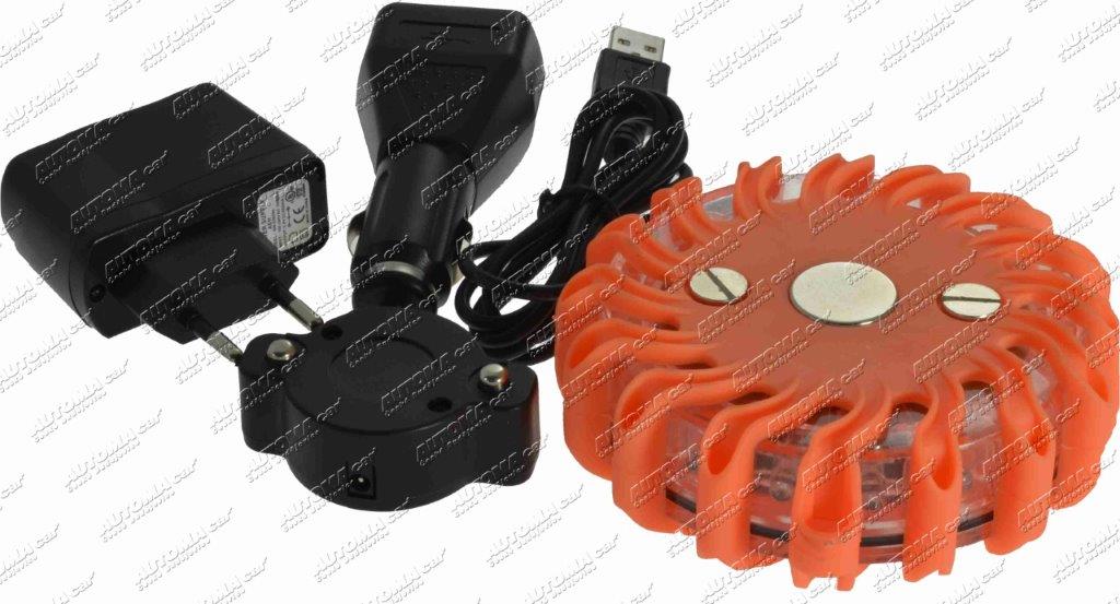 Svítilna výstražná LED aku 105x35mm magnet oranžová