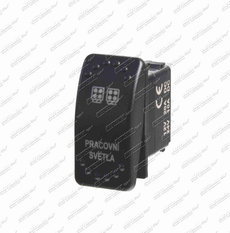 Spínač překlápěcí Rocker LED 12/24V 20/10A Pracovní světla ( mont. otvor 37x21mm )