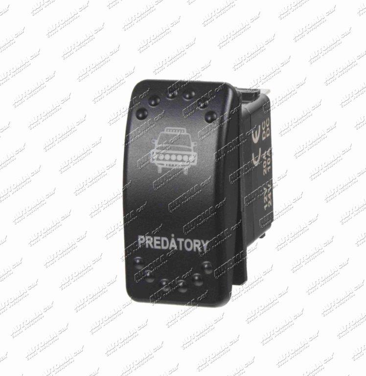 Spínač překlápěcí Rocker LED 12/24V 20/10A Predátory ( mont. otvor 37x21mm )