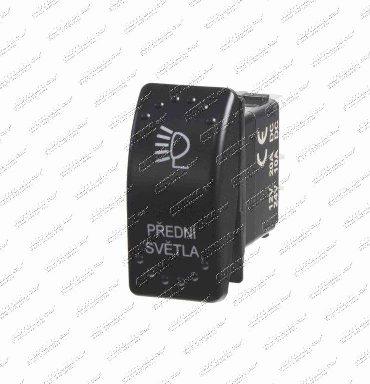 Spínač překlápěcí Rocker LED 12/24V 20/10A Přední světla ( mont. otvor 37x21mm )