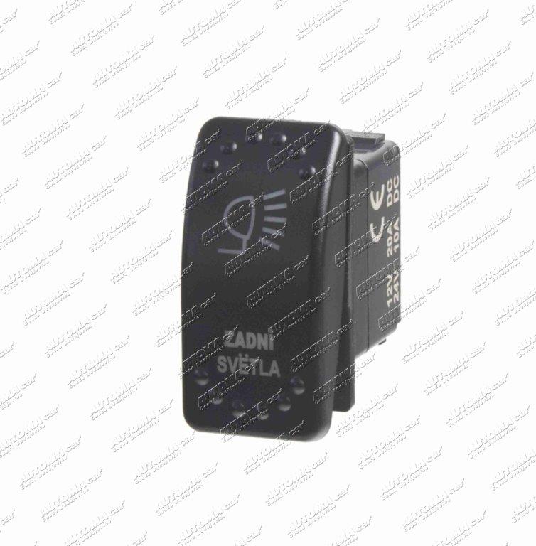 Spínač překlápěcí Rocker LED 12/24V 20/10A Zadní světla ( mont. otvor 37x21mm )