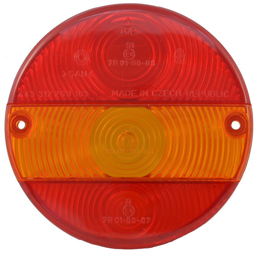 Sklo svítilny koncové trojdílné kulaté