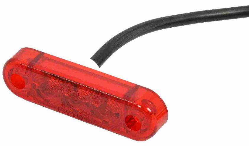 Svítilna červená LED 24V/0,9W PRO-SLIM s kabelem