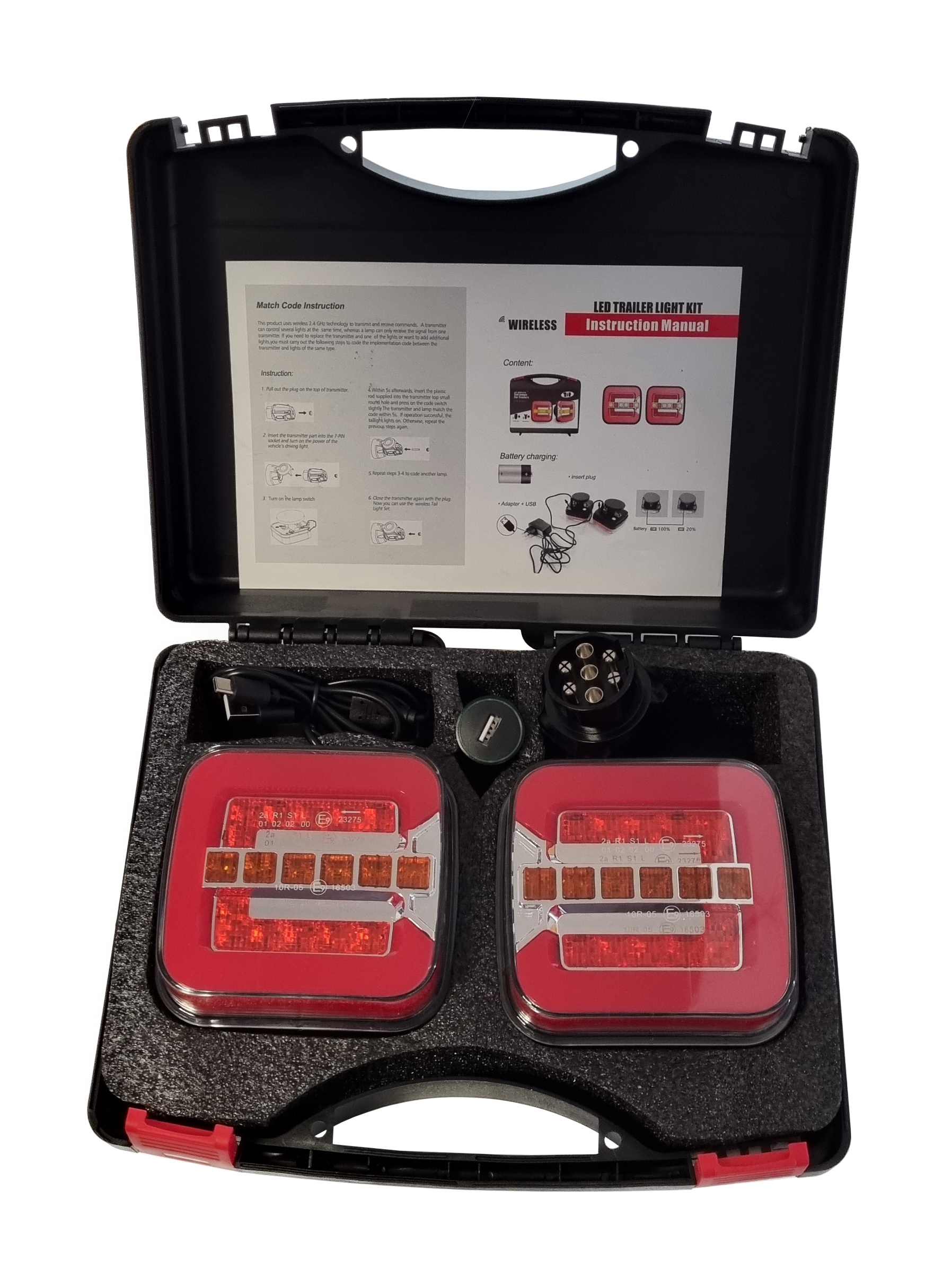 Svítilna koncová LED s dynamickou směrovkou magnetická, bezdrátová sada 12/24V 