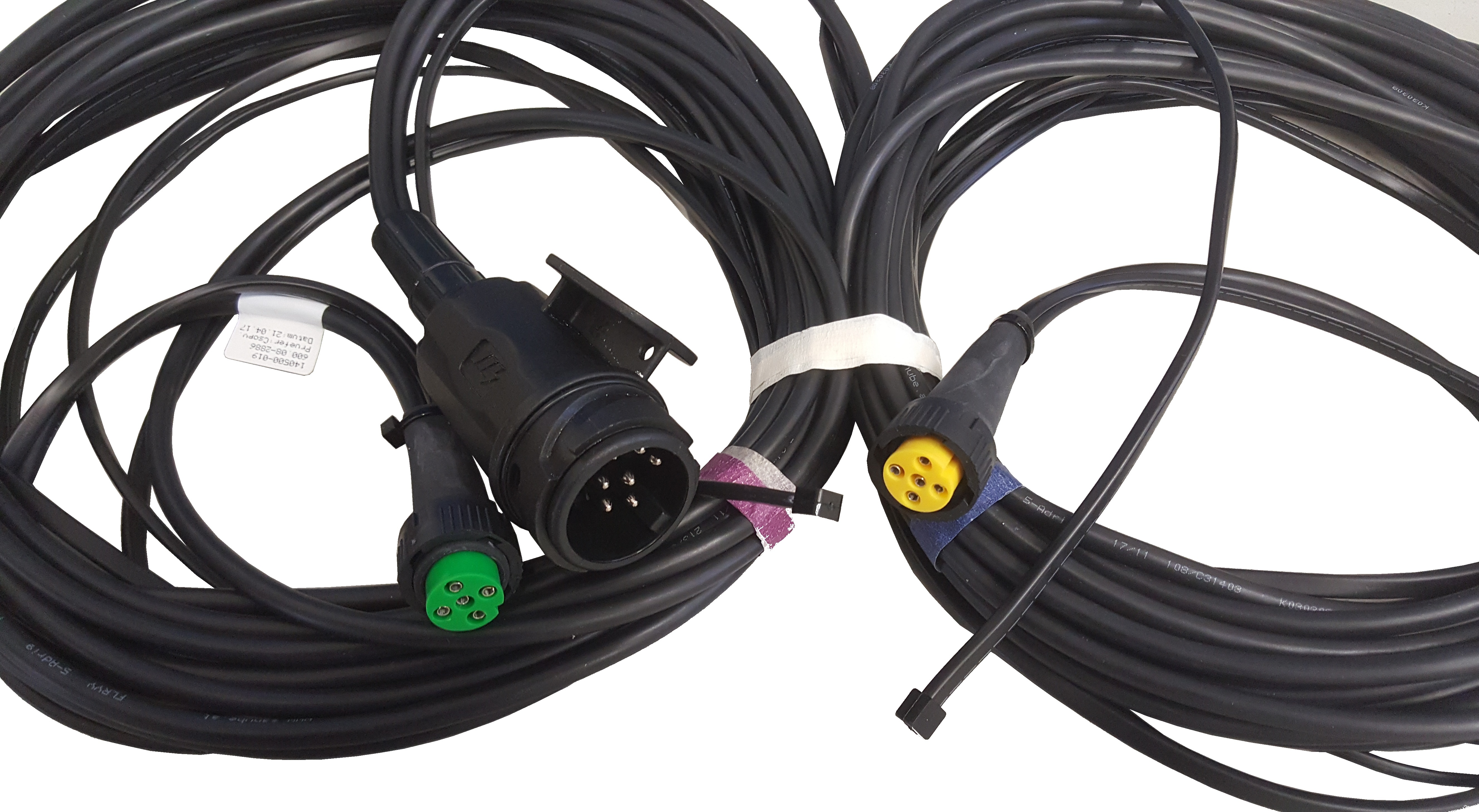 Kabeláž přívěsného vozíku 13.pól. 5m, 5.pól.zástrčkou Aspöck a 2x3m kabel s DC připojením