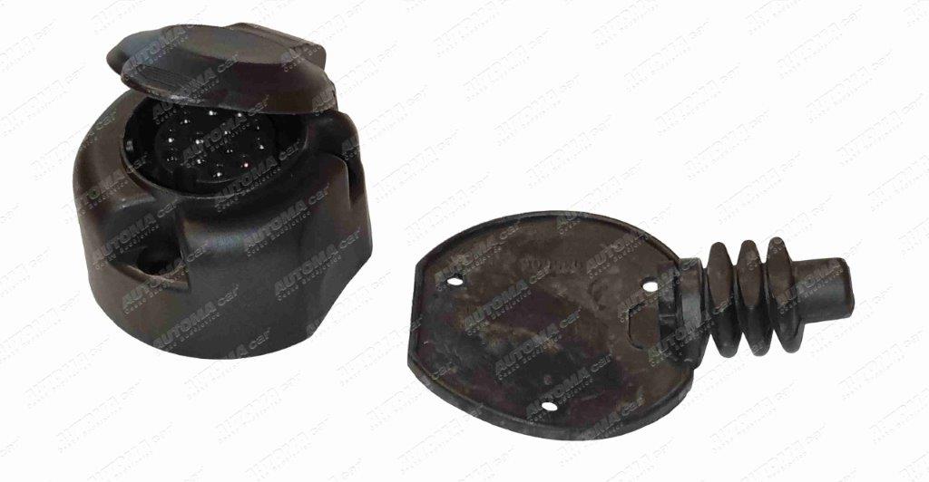 Zásuvka 13-pol  s mikrospínačem 12V+ podložka boční vývod JAEGER