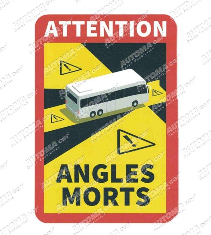 Tabule mrtvý úhel pro autobusy nad 3,5t 17x25cm povinná ve Francii od 1.1 2021  samolepka