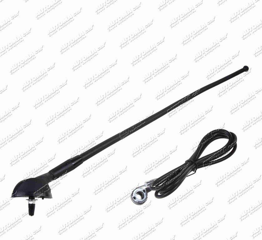 Anténa universal 35cm sklopná 0-90°, gumový prut, kabel 120cm 