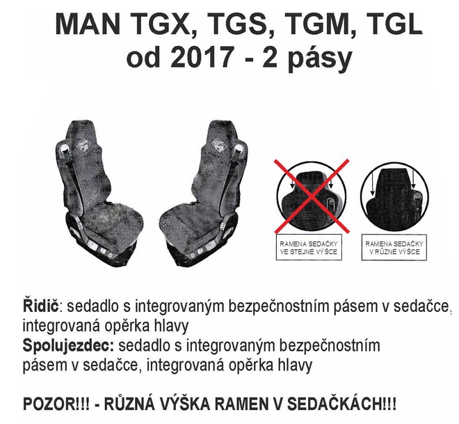 Potah sedačky MAN TGX,TGL,TGS,TGM od 2017 manšestrová látka pásy v sedačkách