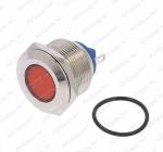 Kontrolka LED 12/24V montážní Ø 22mm červená, konektory 2,8mm