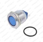 Kontrolka LED 12/24V montážní Ø 19mm modrá, konektory 2,8mm