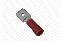 Konektor kolík 6,3mm červený izolovaný /0,5-1,5mm²/